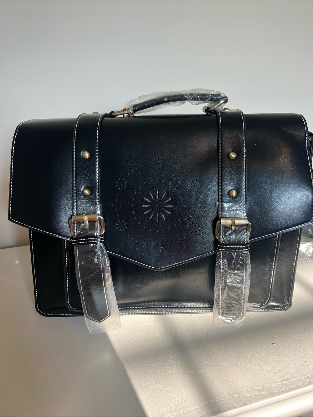 Black women’s  Vegan Leather Satchel Bag